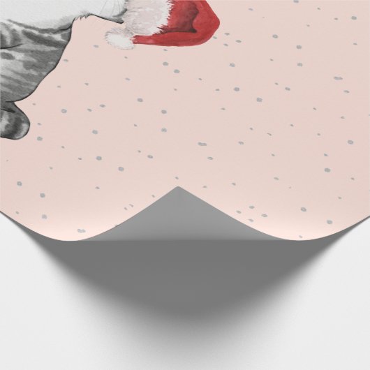 Kerstfeestdag kat Decoratie Fun Silver Cadeaupapier (Hoek)