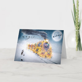 Kerstfeestdag - Kerstavond met kerstmanie - trein Feestdagen Kaart