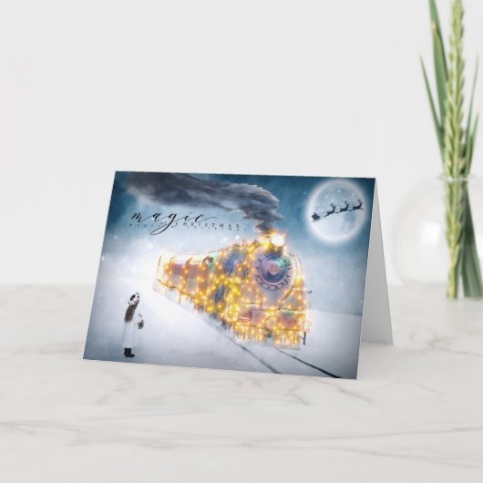 Kerstfeestdag - Kerstavond met kerstmanie - trein Feestdagen Kaart (Voorkant)