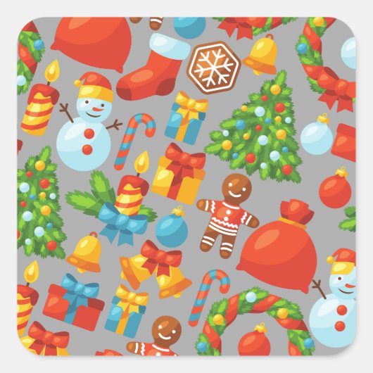 Kerstfeestdag  kerstcadedag Waterverf Vierkante Sticker (Voorkant)