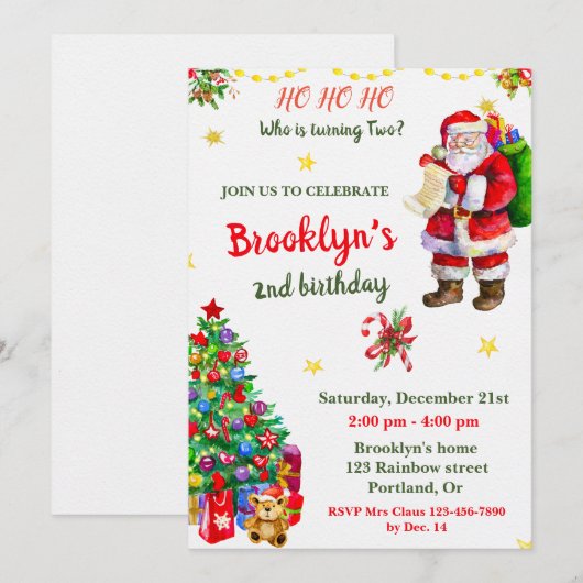 Kerstfeestdag kerstfeest kaart (Voorkant / Achterkant)