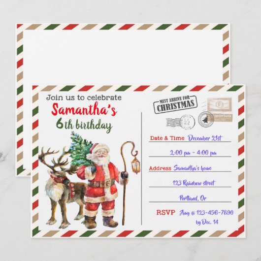 Kerstfeestdag kerstfeest kaart (Voorkant / Achterkant)