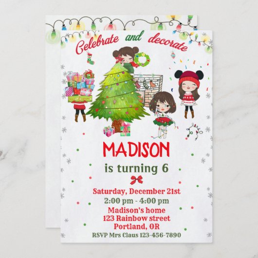 Kerstfeestdag kerstfeest kaart (Voorkant / Achterkant)