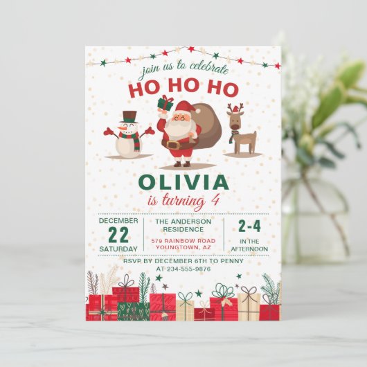 Kerstfeestdag kerstfeestdag kerstfeestdag kaart (Staand voorkant)