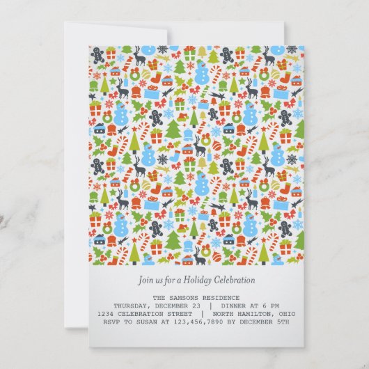 Kerstfeestdag/kerstfeestdag uitnodigingen (Voorkant)