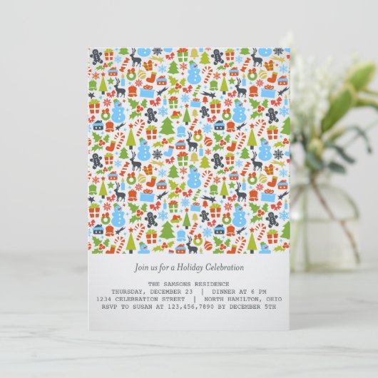 Kerstfeestdag/kerstfeestdag uitnodigingen (Staand voorkant)