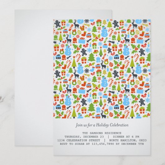 Kerstfeestdag/kerstfeestdag uitnodigingen (Voorkant / Achterkant)