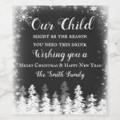 Kerstfeestdag kerstfeestdag wijn etiket (Enkel label)
