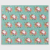 Kerstfeestdag kerstkerstkerstkerstmis en Deer Mint Cadeaupapier (Vlak)