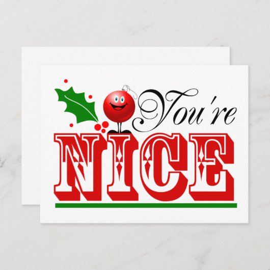 Kerstfeestdag Kerstmis Naughty Nice Feestdagenkaart (Voorkant / Achterkant)