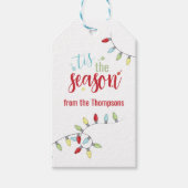 kerstfeestdag kleurrijke feestelijke strijklichten cadeaulabel (Voorkant)