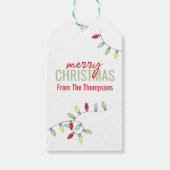 kerstfeestdag kleurrijke feestelijke strijklichten cadeaulabel (Voorkant)