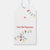 kerstfeestdag kleurrijke feestelijke strijklichten cadeaulabel (Voorkant)