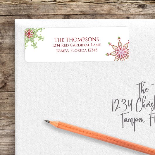 kerstfeestdag: kleurrijke sneeuwvlok etiket