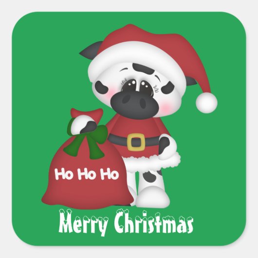 Kerstfeestdag koe sticker land (Voorkant)