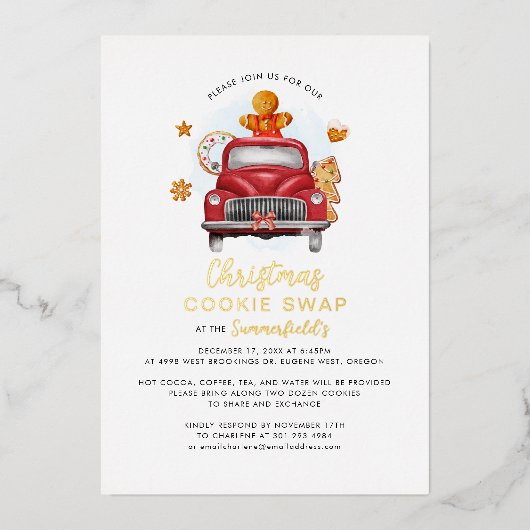 Kerstfeestdag - Koekjesbeurs Gold Folie Feestdagenkaart (Voorkant)