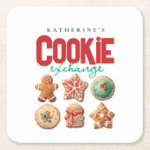Kerstfeestdag Koekkeruitwisseling Kartonnen Onderzetters (Voorkant)