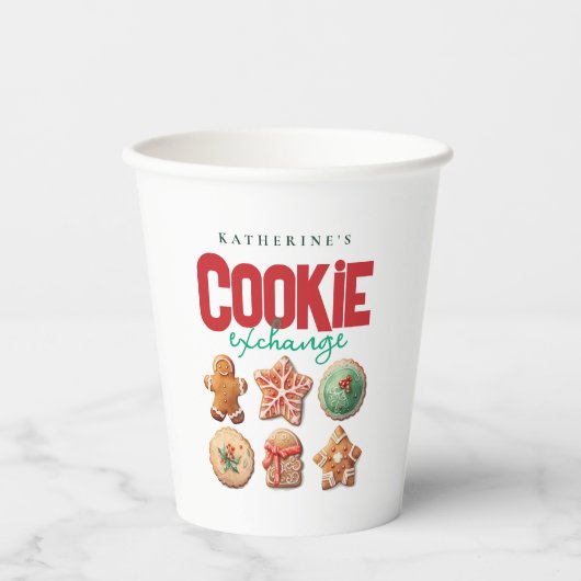 Kerstfeestdag Koekkeruitwisseling Papieren Bekers (Voorkant)