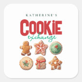 Kerstfeestdag Koekkeruitwisseling Vierkante Sticker (Voorkant)