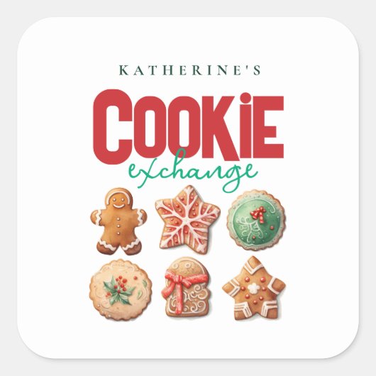 Kerstfeestdag Koekkeruitwisseling Vierkante Sticker (Voorkant)