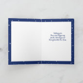 Kerstfeestdag konijn blauw Wit Vredesjaar Feestdagen Kaart (Binnen)