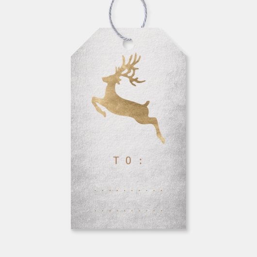 kerstfeestdag - Label Silver Gold Reniadeer Cadeaulabel (Achterkant)