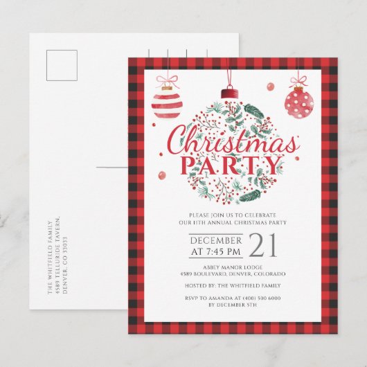 Kerstfeestdag Land Lumberjack Buffalo Uitnodiging Briefkaart (Voorkant / Achterkant)