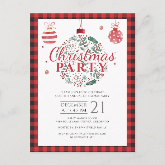 Kerstfeestdag Land Lumberjack Buffalo Uitnodiging Briefkaart (Voorkant)