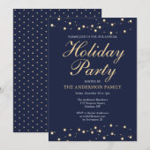 kerstfeestdag: legant gouden strijklampjes kaart (Voorkant / Achterkant)