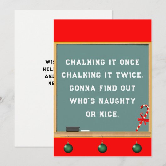 Kerstfeestdag leraar bedankkaart (Voorkant / Achterkant)