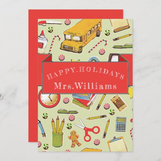 Kerstfeestdag leraar bedankkaart (Voorkant / Achterkant)