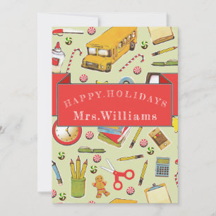 Kerstfeestdag leraar bedankkaart