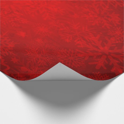 Kerstfeestdag - Levendig rood met sneeuwvlokken Cadeaupapier (Hoek)