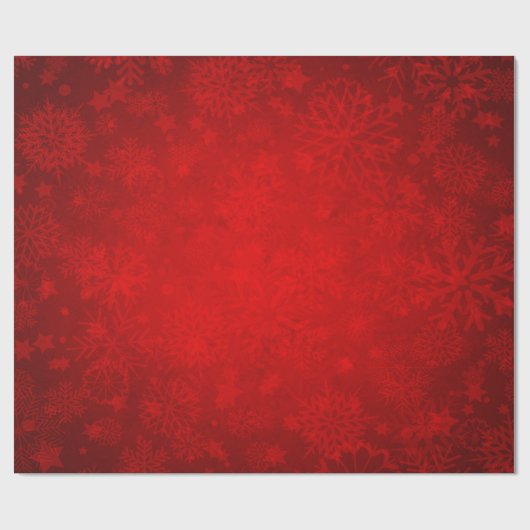 Kerstfeestdag - Levendig rood met sneeuwvlokken Cadeaupapier (Vlak)