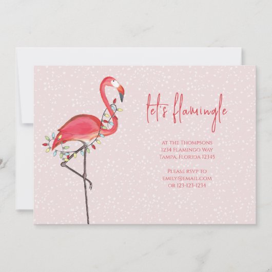 Kerstfeestdag licht roze feestelijke flamingo kaart (Voorkant)