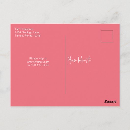 kerstfeestdag licht roze festive flamingo Inv Briefkaart (Achterkant)