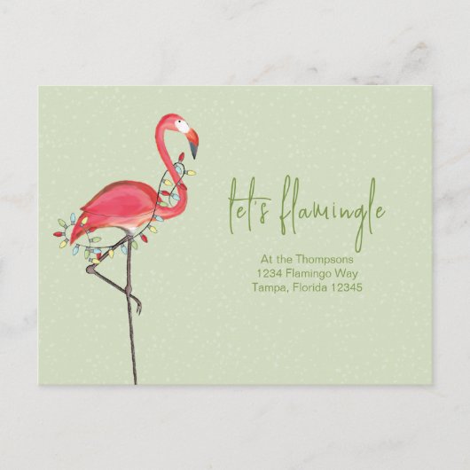 kerstfeestdag licht roze festive flamingo Inv Briefkaart (Voorkant)