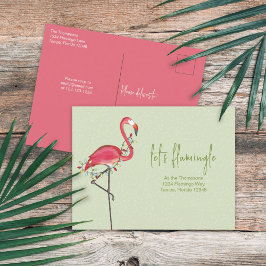 kerstfeestdag licht roze festive flamingo Inv Briefkaart