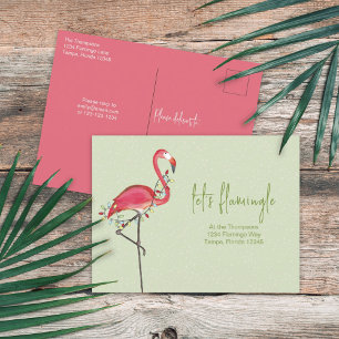 kerstfeestdag licht roze festive flamingo Inv Briefkaart
