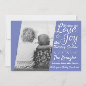 Kerstfeestdag - Liefde & Joy Periwinkle-fotokaart Feestdagenkaart (Voorkant)