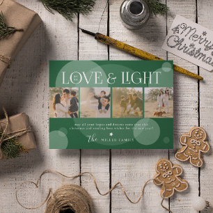 Kerstfeestdag, liefdesvriendelijke foto's en licht feestdagenkaart