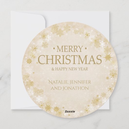 Kerstfeestdag - Lijst met witte en goudsneeuwvlokk Feestdagenkaart (Achterkant)