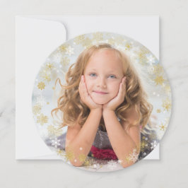 Kerstfeestdag - Lijst met witte en goudsneeuwvlokk Feestdagenkaart