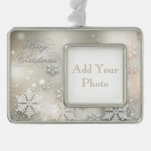 Kerstfeestdag Lijst-ornament Elegant Snowflake Verzilverd Omlijst Ornament