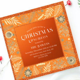 Kerstfeestdag Luncheon Glitter Winter Floral I Kaart