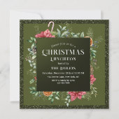 Kerstfeestdag Luncheon Glitter Winter Floral Kaart (Voorkant)