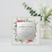 Kerstfeestdag Luncheon Glitter Winter Floral Kaart (Staand voorkant)