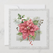 Kerstfeestdag Luncheon Glitter Winter Floral Kaart (Achterkant)