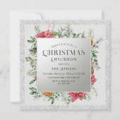 Kerstfeestdag Luncheon Glitter Winter Floral Kaart (Voorkant)