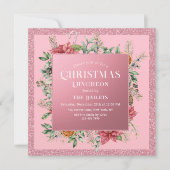 Kerstfeestdag Luncheon Glitter Winter Floral Kaart (Voorkant)